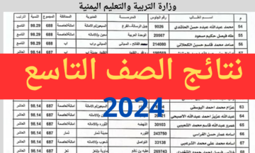 “نتائج الامتحانات” رابط نتيجة الصف التاسع اليمن 2024 برقم الجلوس yemenexam com