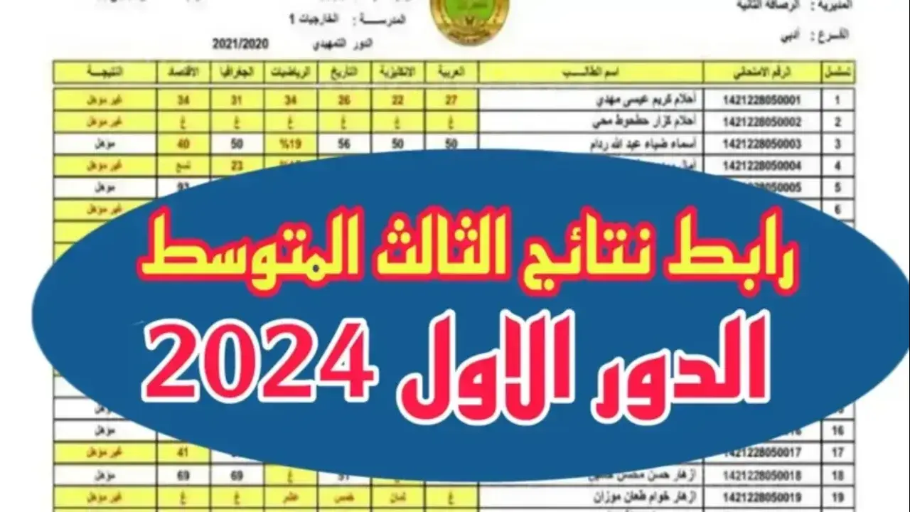 رابط رسمي نتائج الثالث متوسط الدور الأول عبر موقع وزارة التعليم العراقية ونتائجنا 2024