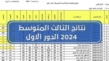 لينك نتائج الثالث متوسط 2024 الدور الأول في العراق pdf موقع نتائجنا