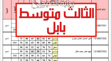 نتائج الثالث متوسط 2024 بابل الدور الاول