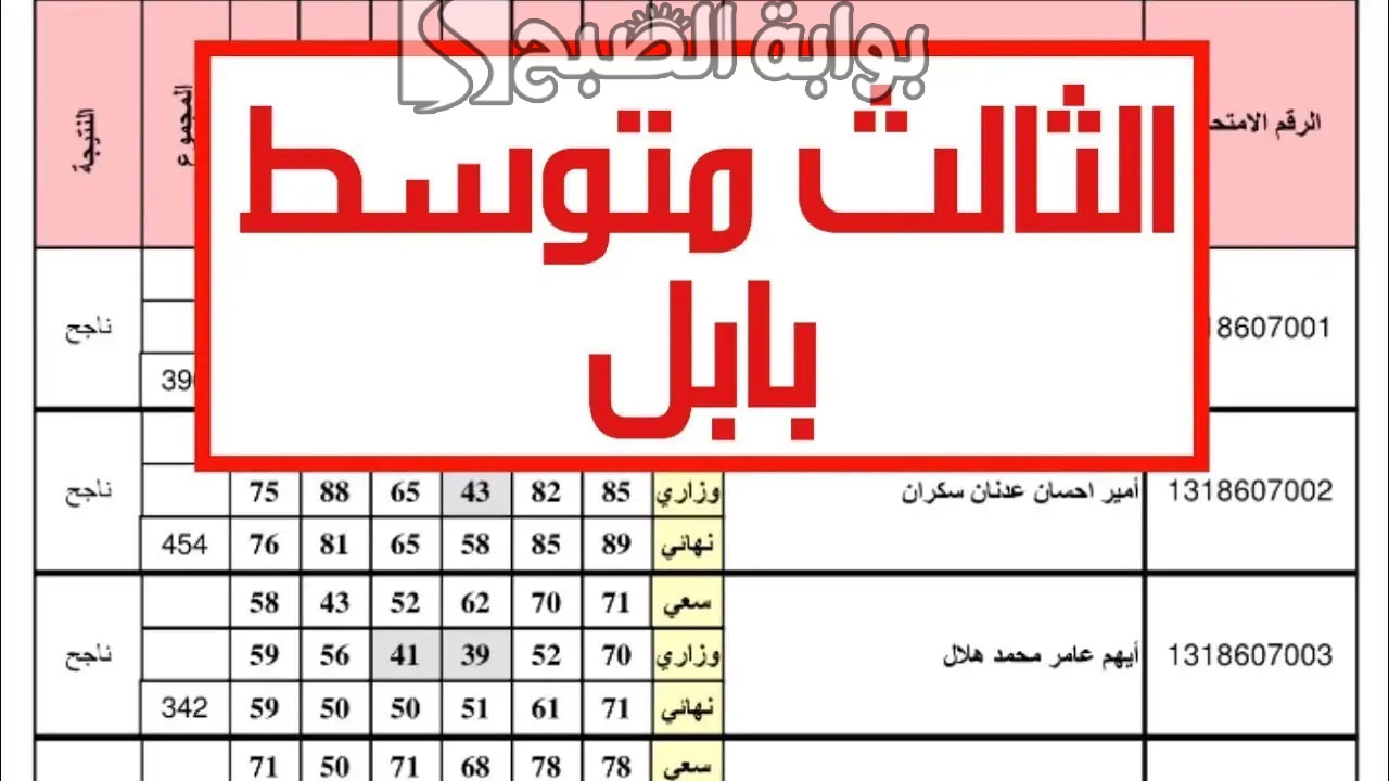 كيفية الحصول على نتائج الثالث متوسط 2024 بابل الدور الاول بالرقم الامتحاني