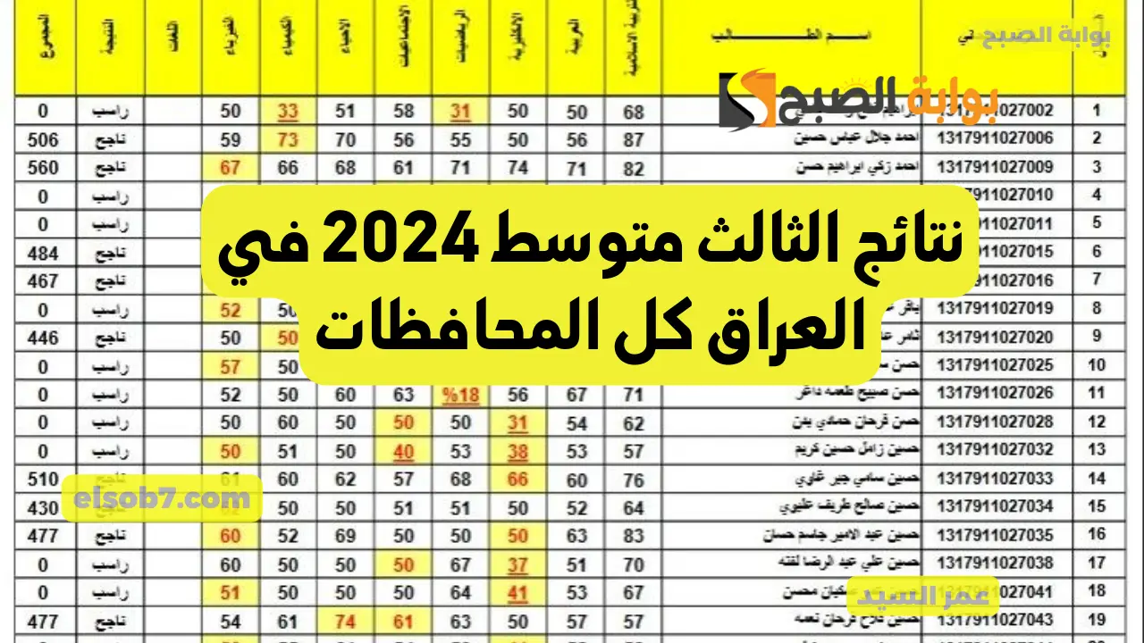 موقع نتائجنا PDF نتائج الثالث متوسط 2024 في العراق الدور الأول كل المحافظات وزارة التربية العراقية