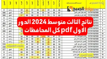 نتائج الثالث متوسط 2024 وزاري
