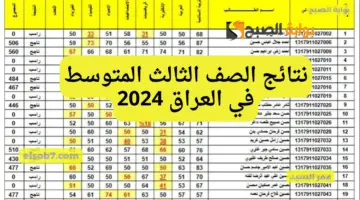 نتائج الصف الثالث المتوسط في العراق 2024