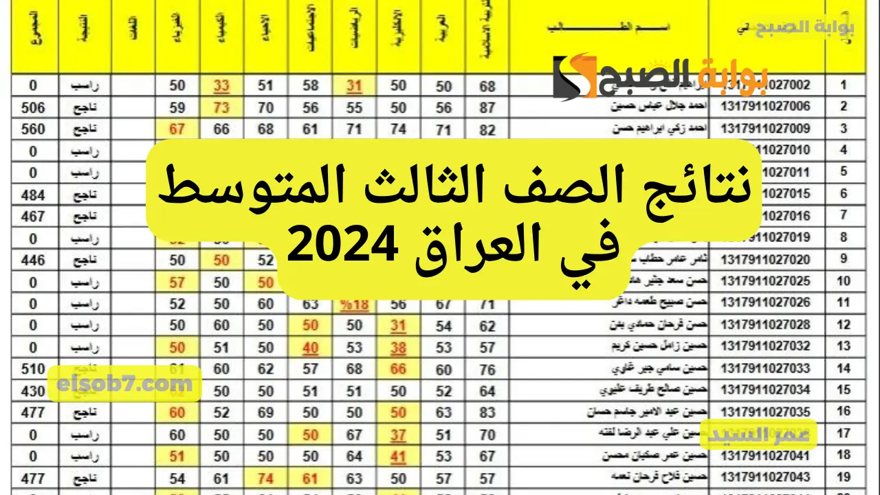 وزارة التربية العراقية PDF نتائج الصف الثالث المتوسط في العراق 2024 results.mlazemna درجات طلاب الدور الأول 2 وزارة التربية العراقية PDF نتائج الصف الثالث المتوسط في العراق 2024 results.mlazemna درجات طلاب الدور الأول