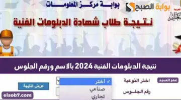 نتيجة الدبلومات الفنية 2024 بالاسم ورقم الجلوس