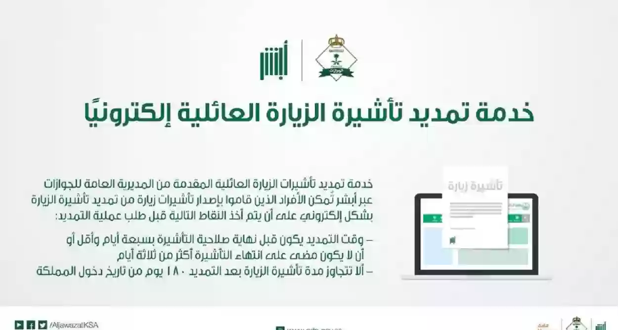 خطوات تسديد رسوم تمديد الزيارة العائلية عبر أبشر والشروط المطلوبة 5 خطوات تسديد رسوم تمديد الزيارة العائلية عبر أبشر والشروط المطلوبة