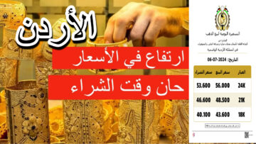 كم سعر الذهب في الأردن اليوم عيار 21 بيع وشراء بالمصنعية بعد الارتفاع الجديد اليوم