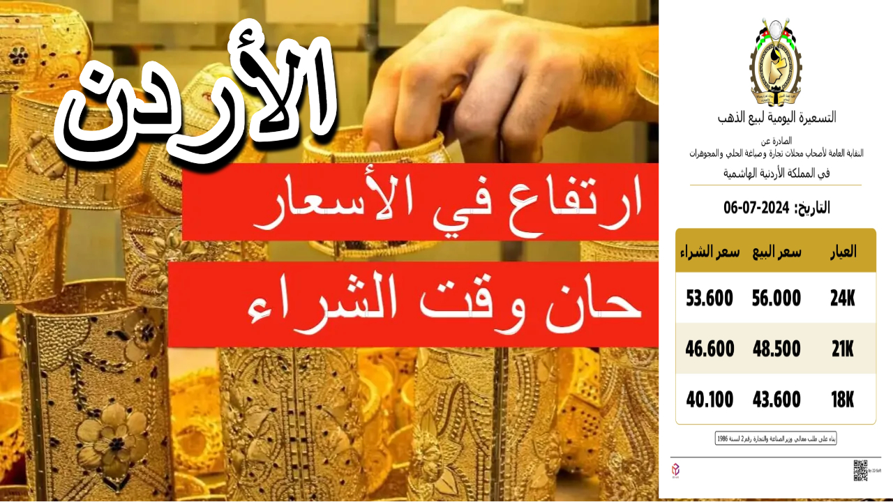كم سعر الذهب في الأردن اليوم عيار 21 بيع وشراء بالمصنعية بعد الارتفاع الجديد اليوم
