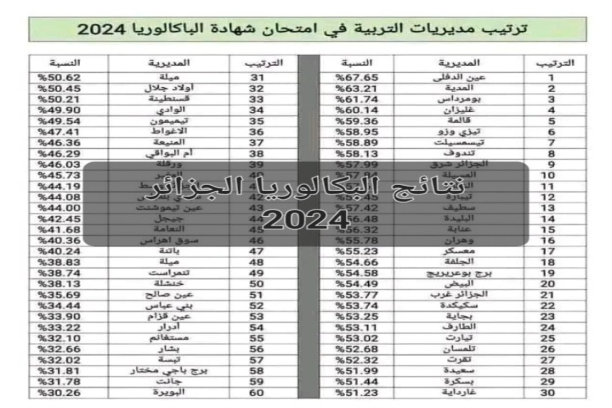 “مبروك النجاح” نتائج البكالوريا الجزائر 2024 عبر منصة الديوان الوطني