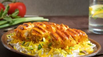 أرز بالزعفران والدجاج
