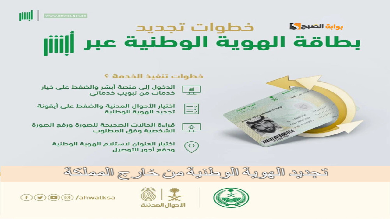 الأحوال المدنية توضح .. خطوات تجديد الهوية الوطنية من خارج المملكة 1446 عبر منصة أبشر absher.sa