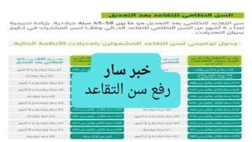 خبر سار .. تفاصيل رفع سن التقاعد في النظام الجديد للتامينات الاجتماعية والأقسام التى يشملها