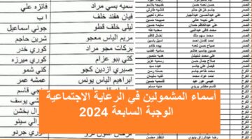 رابط تحميل الأسماء المشمولين في الرعاية الاجتماعية 2024 الوجبة السابعة عموم المحافظات