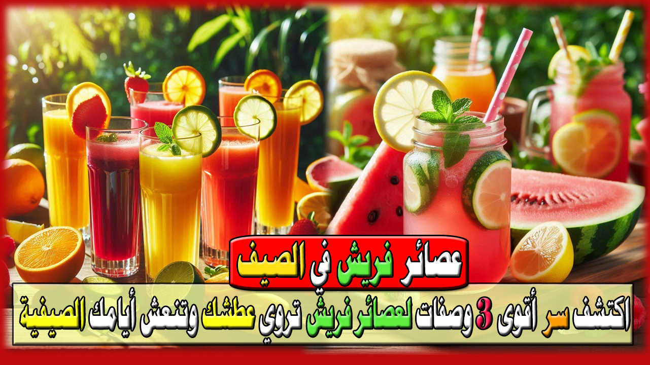 عصائر سحرية في الصيف لا تنسى… اكتشف أقوى 3 وصفات لعصائر فريش تروي عطشك وتنعش أيامك الصيفية