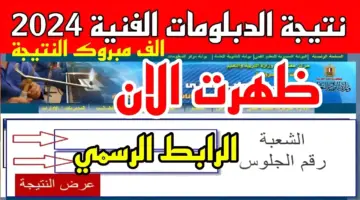 لينك نتيجة الدبلومات الفنية 2024