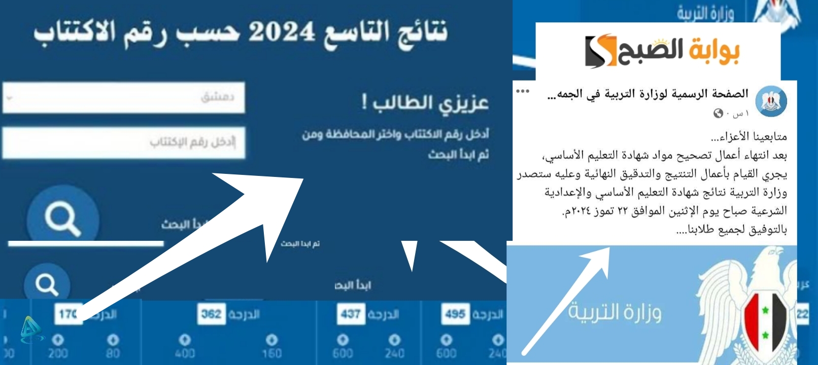 رسمي ومباشر..رابط نتيجة التاسع 2024 سوريا ريف دمشق وحمص وحلب ودرعا وجميع المحافظات