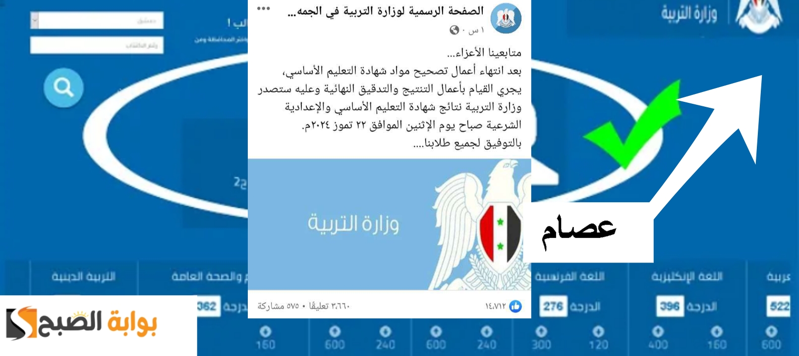 موقع نتيجة التاسع 2024 سوريا حسب الاسم ورقم الاكتتاب رسمياً في صباح الاثنين