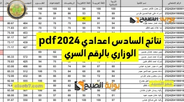 نتائج السادس اعدادي pdf 2024 الوزاري