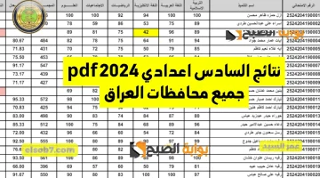 نتائج السادس اعدادي pdf 2024 جميع محافظات العراق