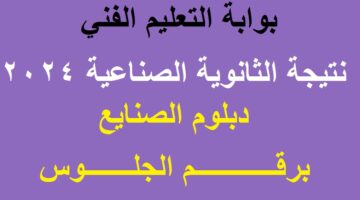 نتيجة الثانوية الصناعية 2024 برقم الجلوس 1