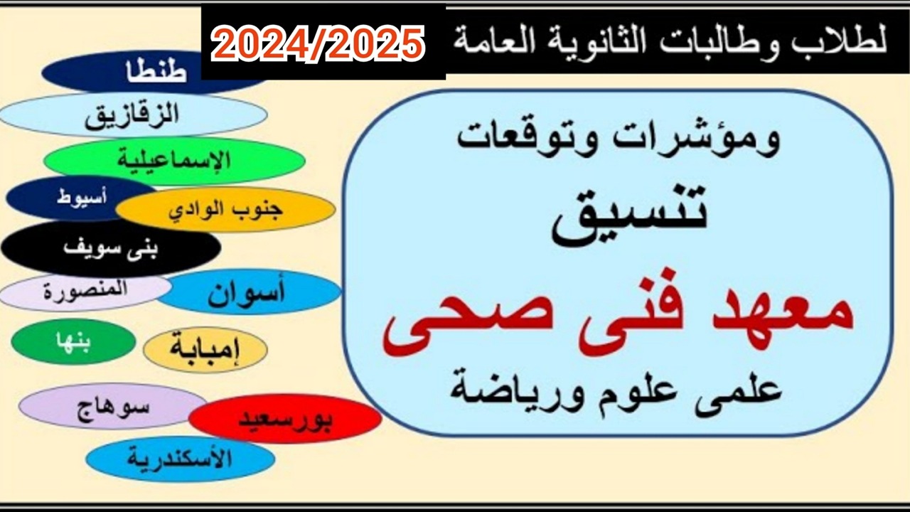 الأقسام المتاحة في المعهد الفني الصحي وتوقعات تنسيق المعهد هذا العام في مختلف المحافظات