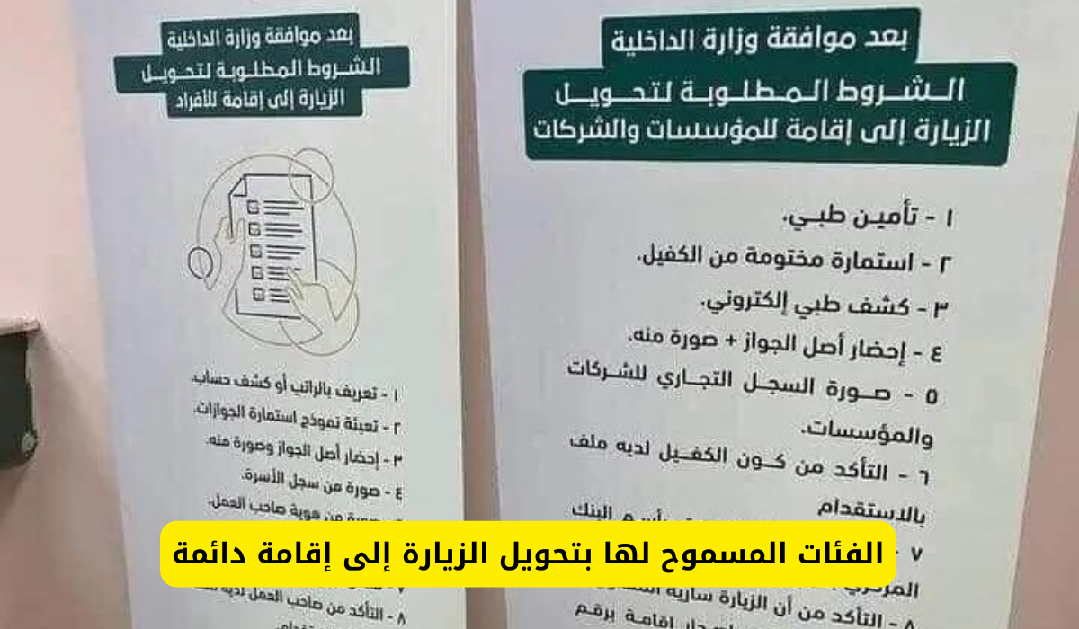 الفئات المسموح لها بتحويل تأشيرة الزيارة إلى إقامة في المملكة العربية السعودية