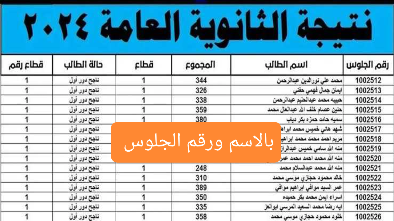 رابط سريع شغال .. موقع نتيجة الثانوية العامة برقم الجلوس والاسم 2024 دور اول
