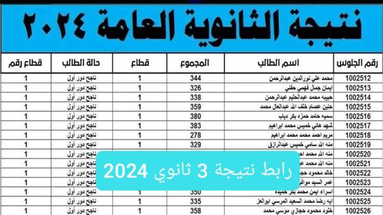 رابط سريع جدا .. نتيجة الثانوية العامة 2024 برقم الجلوس ظهرت الآن بعد اعتمادها رسميا