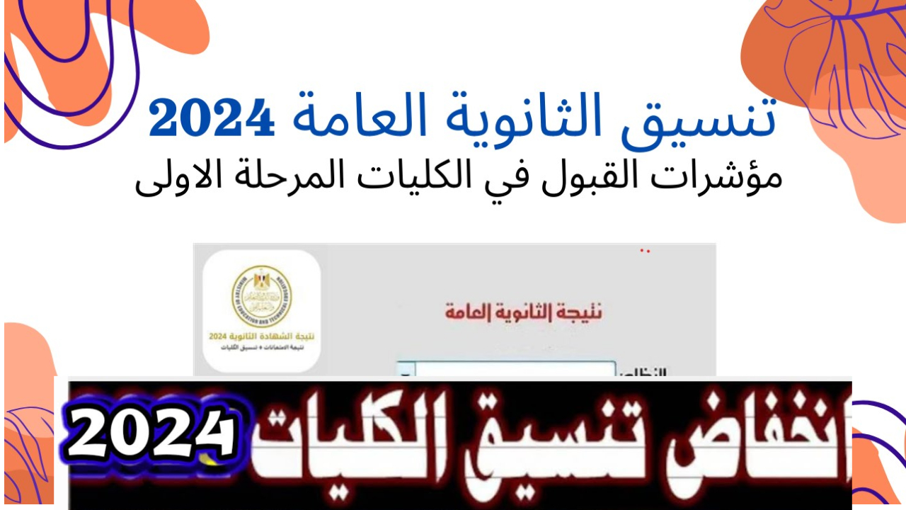 تنسيق الثانوية العامة 2024..  تحديد الحد الأدنى للقبول بالجامعات والمعاهد للمرحلة الأولى للعام 2024