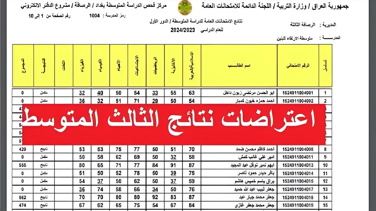 كيفية الاستعلام عن اعتراضات الثالث متوسط 2024 في العراق عبر موقع وزارة التربية العراقية 5 كيفية الاستعلام عن اعتراضات الثالث متوسط 2024 في العراق عبر موقع وزارة التربية العراقية