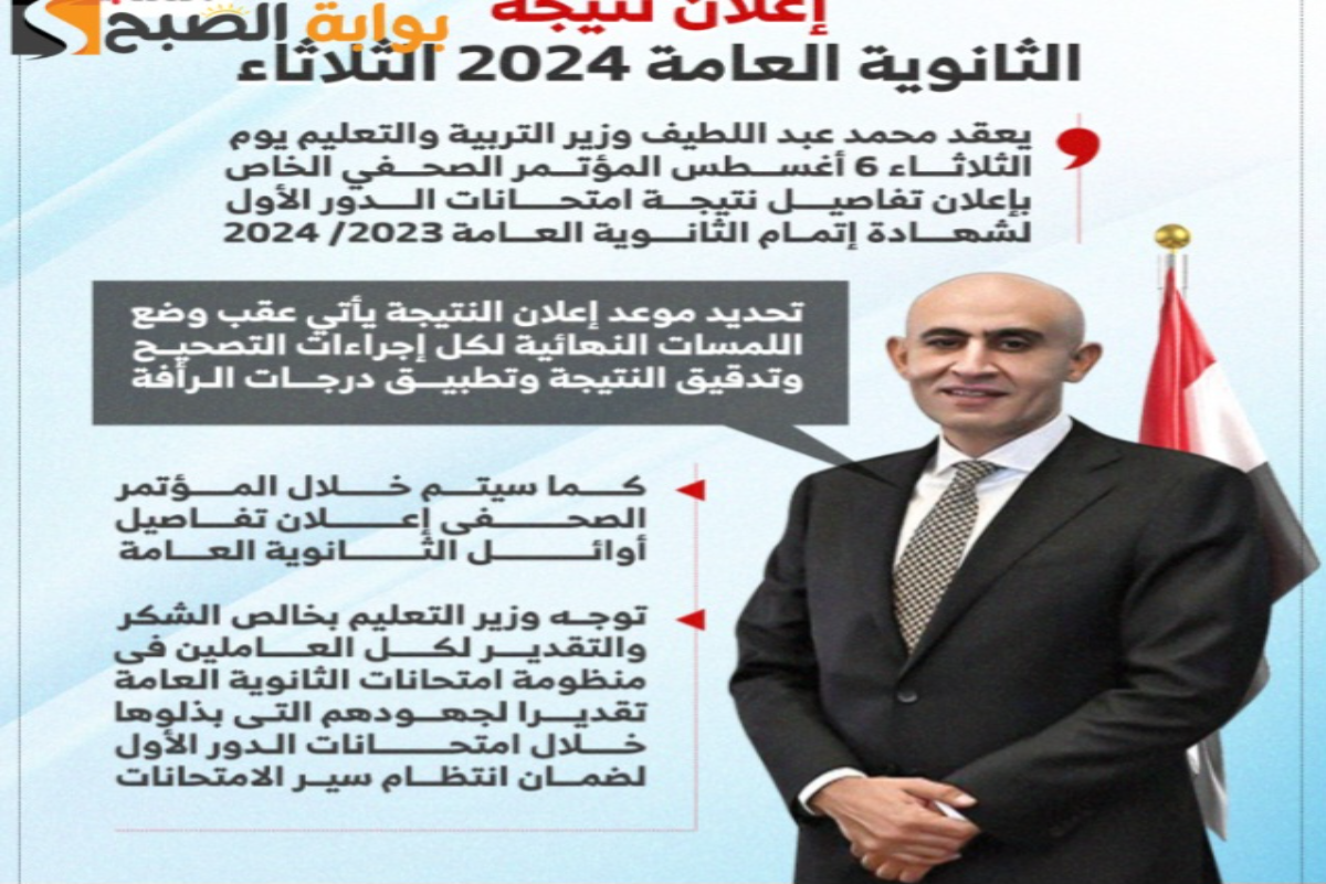 “رسميًا”نتيجة الثانوية العامة 2024 برقم الجلوس عبر موقع الوزارة الرسمي يوم الثلاثاء القادم 