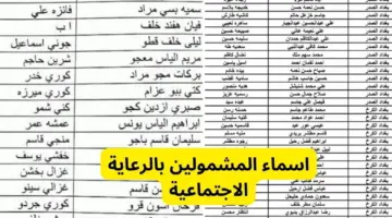 أسماء المشمولين في الرعاية الاجتماعية 2024 1
