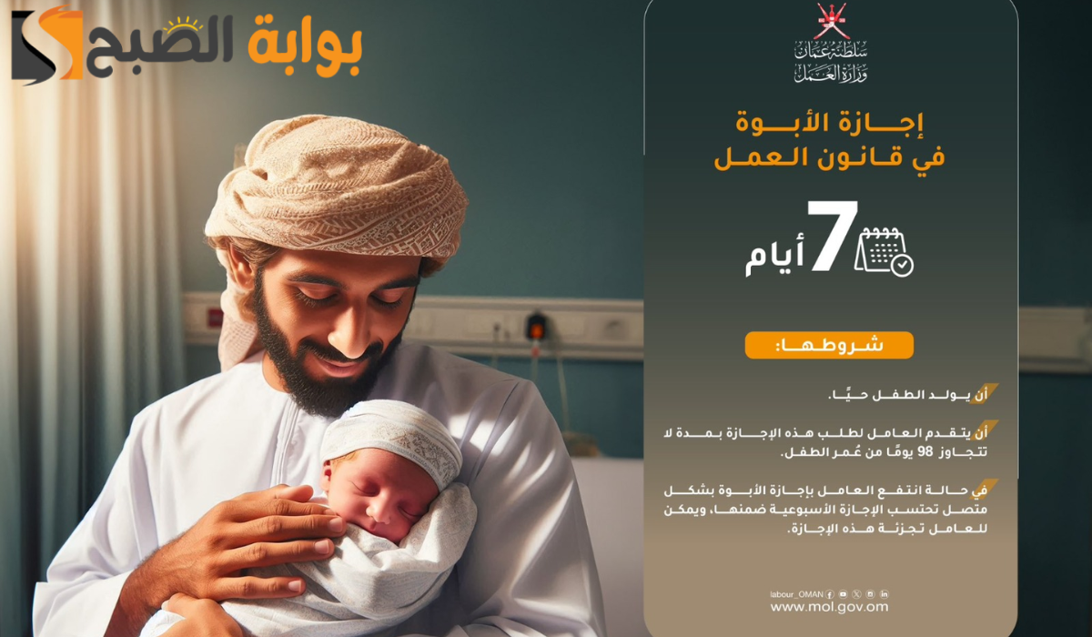 وزارة العمل العمانية تعلن عن إجازة الأبوة في السلطنة 2024.. وهذه شروط الحصول عليها