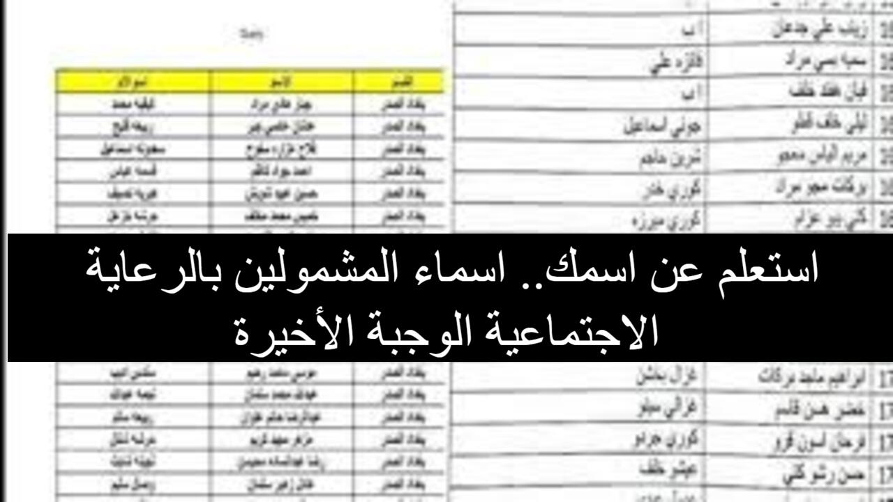 لينك رسمي.. أسماء المشمولين في الرعاية الاجتماعية الوجبة الأخيرة 2024 عبر مظلتي
