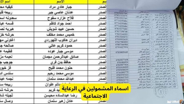 كشوف أسماء المشمولين بالرعاية الإجتماعية الوجبة الأخيرة العراق جميع المحافظات منصة مظلتي