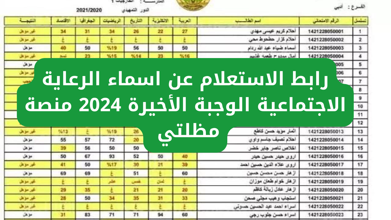 وزارة الشؤون الاجتماعية تُعلن رابط الاستعلام عن أسماء الرعاية الاجتماعية الوجبة الأخيرة 2024 منصة مظلتي