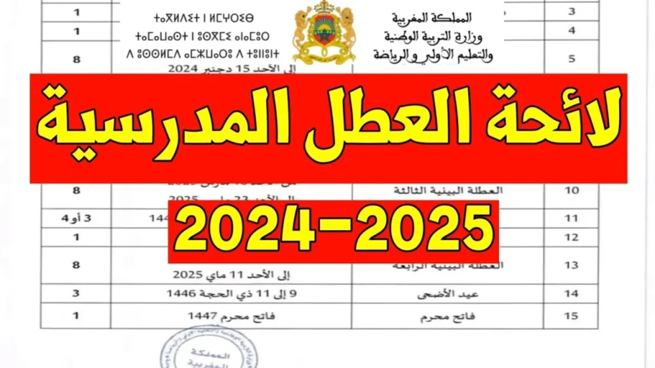 قائمة العطل الرسمية بالمغرب للعام الدراسي 2024/2025 وحقيقة تأجيل بداية الدراسة 2 قائمة العطل الرسمية بالمغرب للعام الدراسي 2024/2025 وحقيقة تأجيل بداية الدراسة