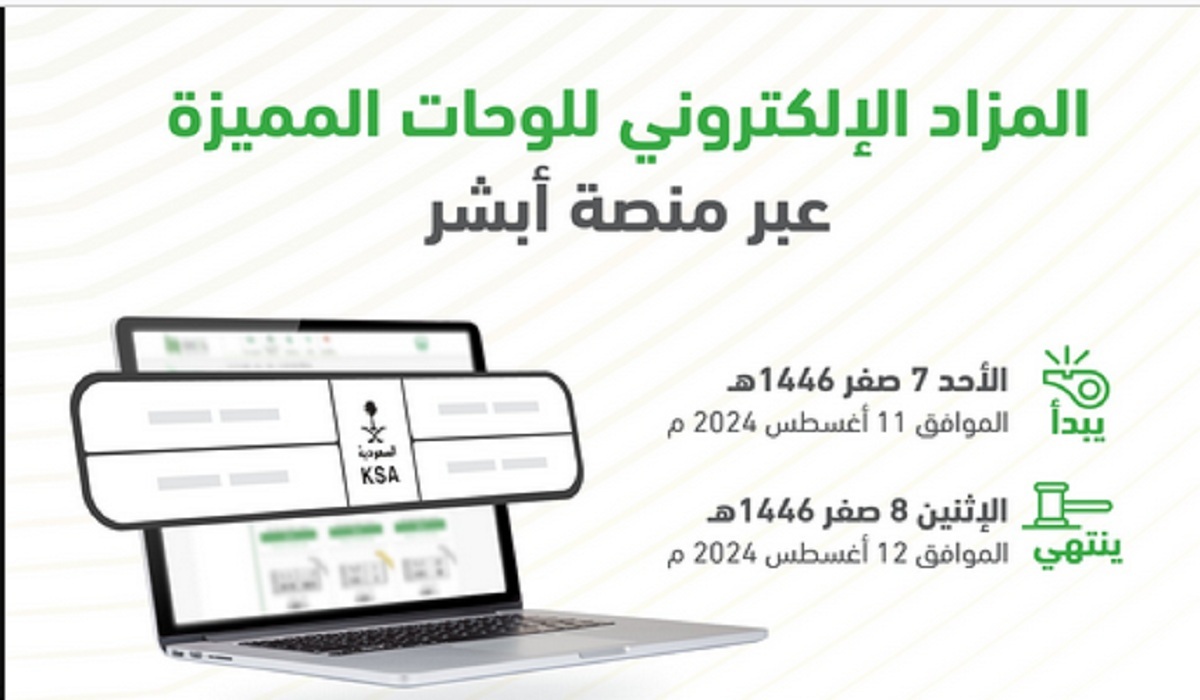اليوم.. المرور السعودي يُعلن طرح مزاد اللوحات الإلكتروني عبر أبشر