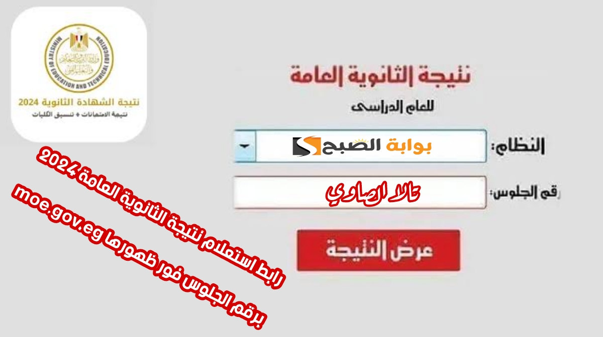 رابط استعلام نتيجة الثانوية العامة 2024 برقم الجلوس فور ظهورها moe.gov.eg