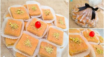 طريقة عمل البسبوسة مثل محلات الحلواني