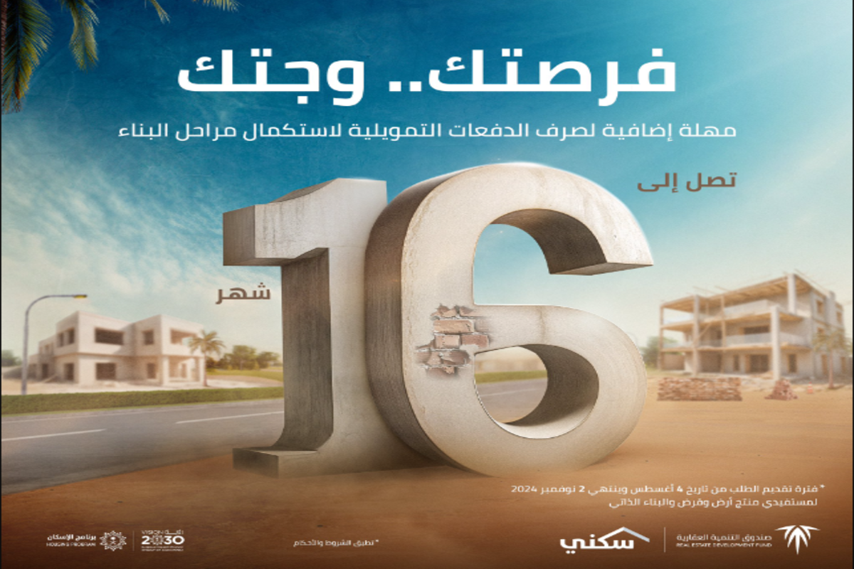 “لمدة 16 شهرًا” صندوق التنمية العقارية يمنح مهلة إضافية لمستفيدي “البناء الذاتي” و”أرض وقرض” لتسهيل إكمال منازلهم
