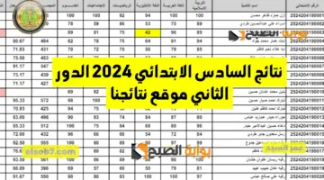 نتائج السادس الابتدائي 2024 الدور الثاني موقع نتائجنا