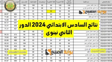 نتائج السادس الابتدائي 2024 الدور الثاني نينوى العراق