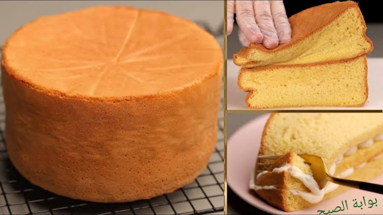 طريقة عمل الكيكة الإسفنجية / Sponge Cake مرتفعة لكل أنواع التورتات ب 4 بيضات فقط