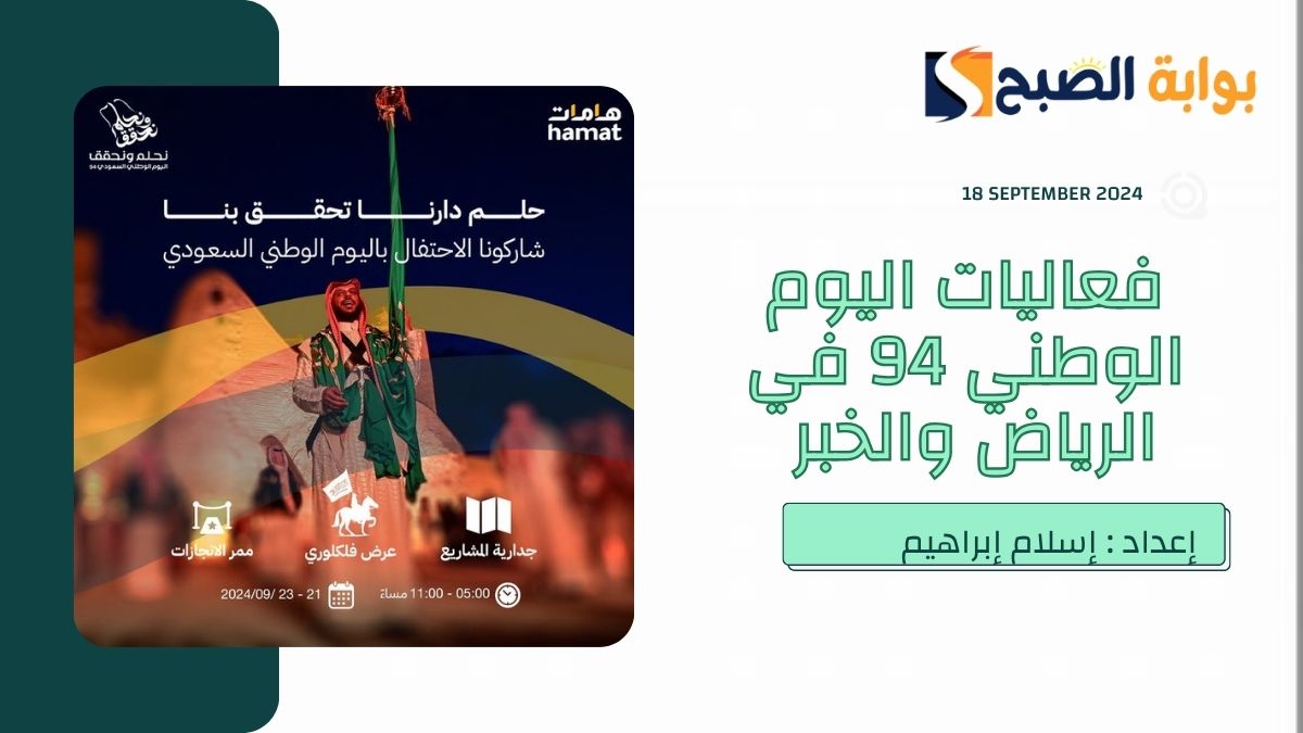 “نحلم ونُحقق”.. فعاليات اليوم الوطني 94 في الرياض والخبر أبرزها “عروض القوات الجوية” “وعز الوطن”