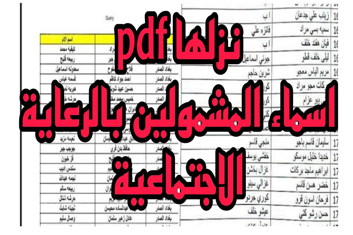 لينك أسماء المشمولين بالرعاية الاجتماعية الوجبة الأخيرة 2024 العراق الكشوفات pdf عبر منصـة مظلتــي والفئات المستحقة للدعم