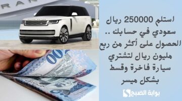 استلم 250000 ريال سعودي في حسابك . الحصول على أكثر من ربع مليون ريال لتشتري سيارة فاخرة وقسط بشكل ميسر