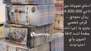 استلم تمويلك من تاني 4.500.000 ريال سعودي . قرض شخصي بدون ما إجراءات معقدة لتسد كافة الديون وأي احتياجات