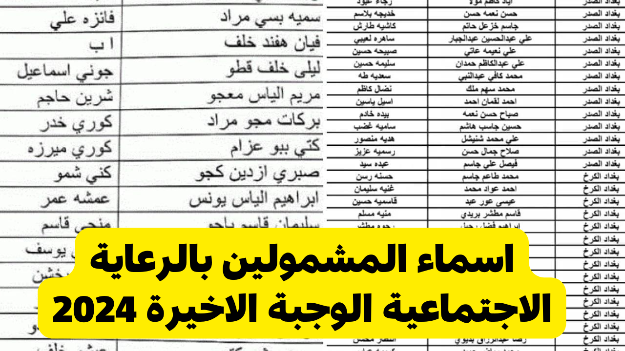 ما هو موعد صدور الوجبة السابعة 7 من أسماء المشمولين بالرعاية الاجتماعية 2024؟.. وزارة العمل والشؤون الاجتماعية تُجيب